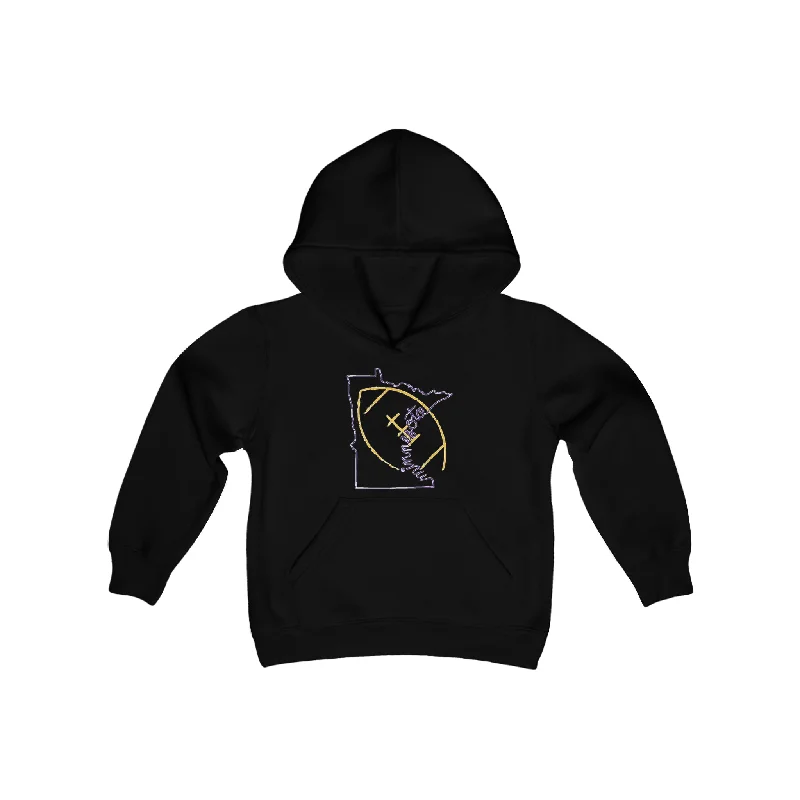 Youth Heavy Blend Hoodie - MN State Football Hoodie with Hem Drawcord Adjustable Customizable