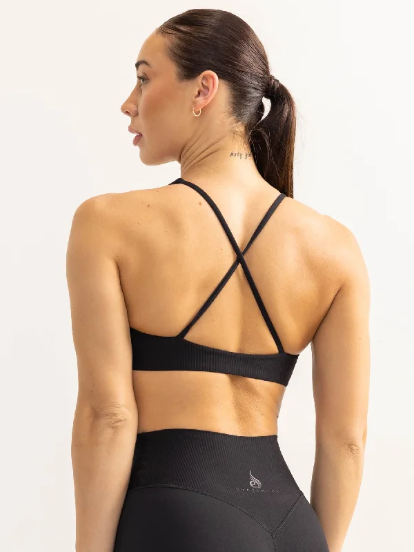 Activate Scoop Neck Sports Bra - Black Soft Cotton Bra