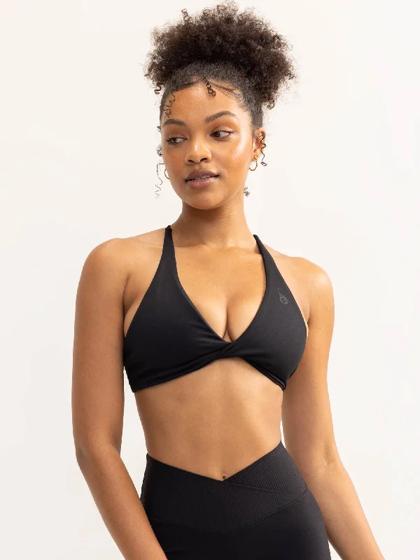 Activate Twist Sports Bra - Black Sporty Compression Bra