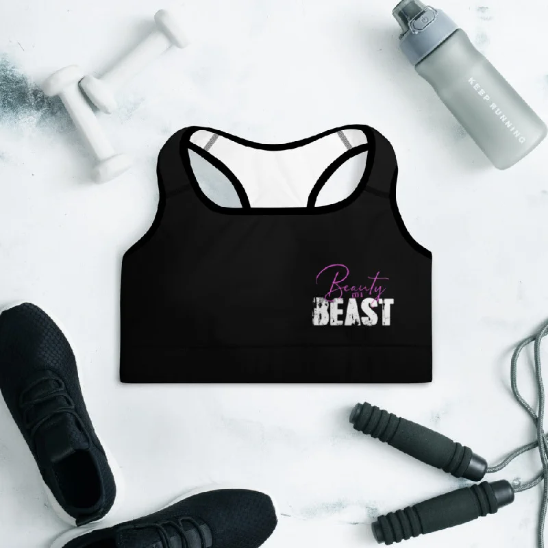 Black LOGO Padded Sports Bra High Support Sports Bra