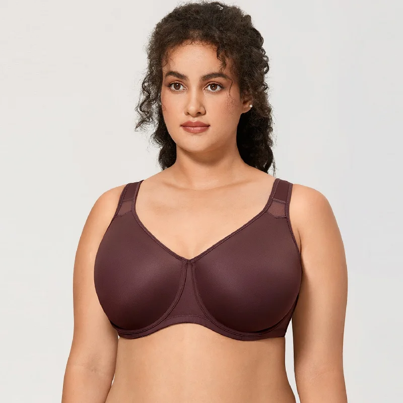 Julia Smooth Underwire Minimizer Seamless Bra | B-H Cup| Marron Chic Lace Bra