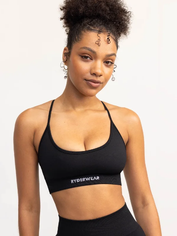 Lift 2.0 Seamless Sports Bra - Black Adjustable Bra Straps