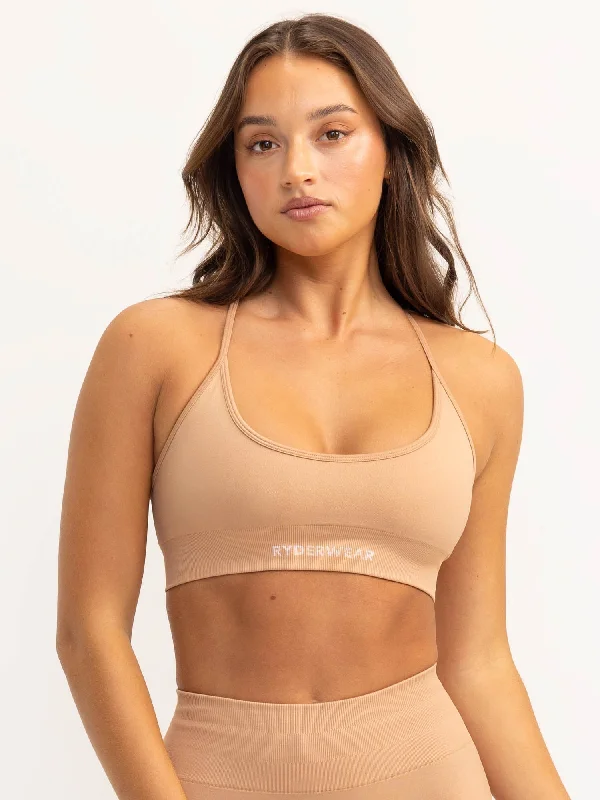 Lift 2.0 Seamless Sports Bra - Tan Sporty Wireless Bra