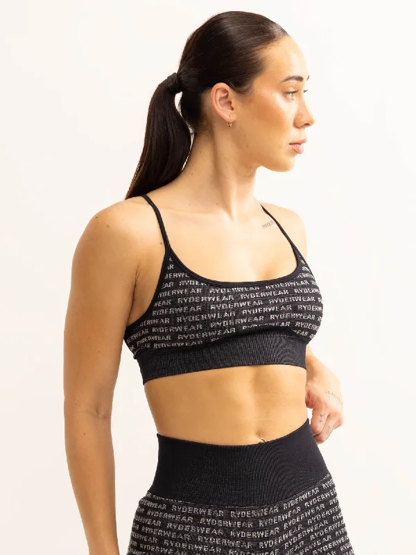 Logo Lux Seamless Sports Bra - Black Full Coverage Bra