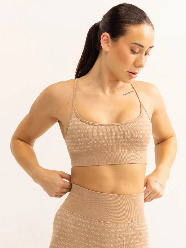 Logo Lux Seamless Sports Bra - Tan Cozy Sleep Bra