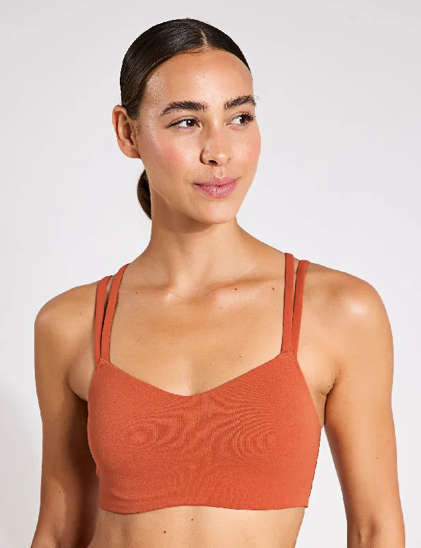 Zenvy Strappy Sports Bra - Burnt Sunrise/White Adjustable Fit Bra