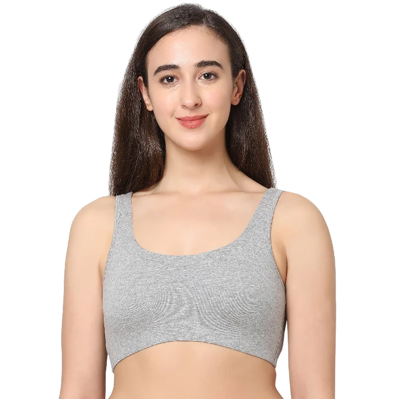 Non Wired Non Padded Full Coverage Low Impact Slip on Sports Bra BB-03A High-Cut Bra Design