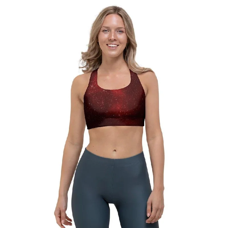 Red Nebula Galaxy Space Sports Bra Breathable Comfort Bra