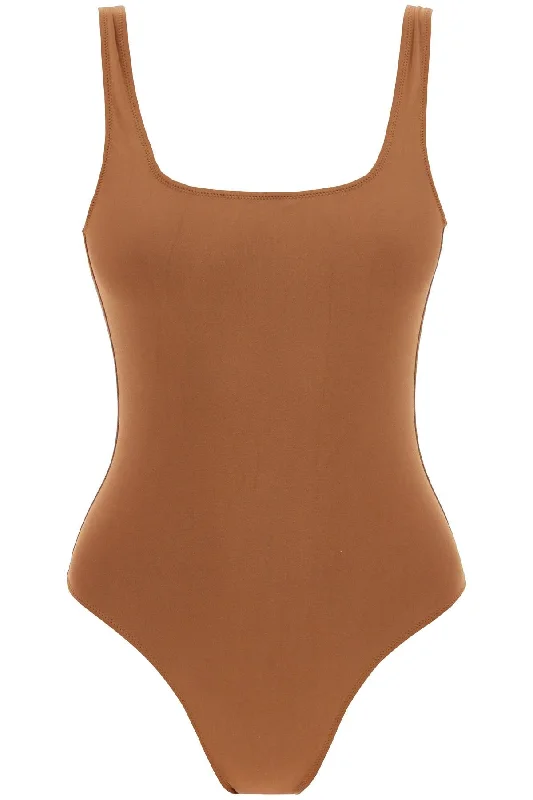 full body metallic lycra swims DUE BRONZE Crisscross Back Swimsuit