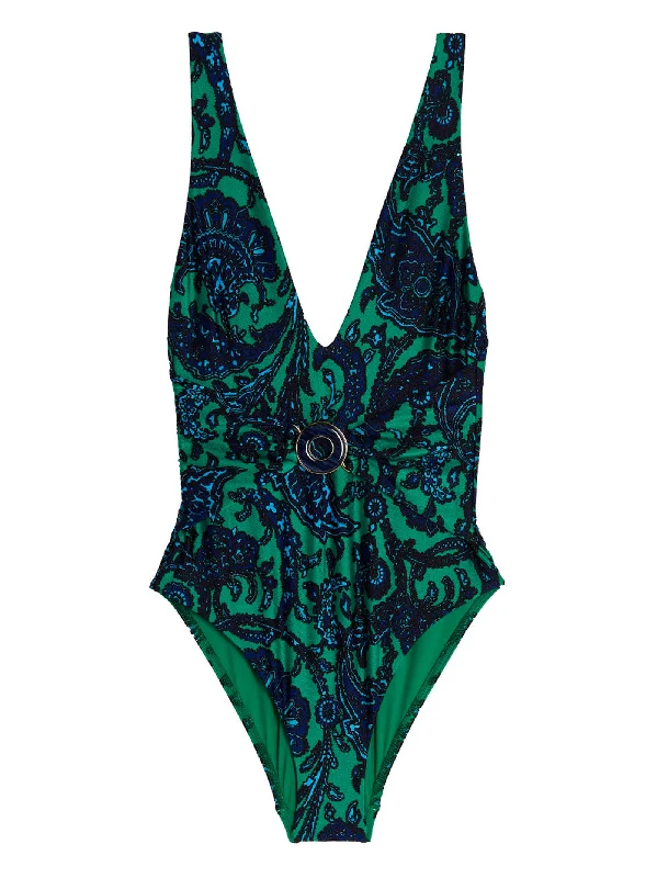 One-piece Swimsuit Tiggy Plunge Circle Link Sexy Swimwear Set