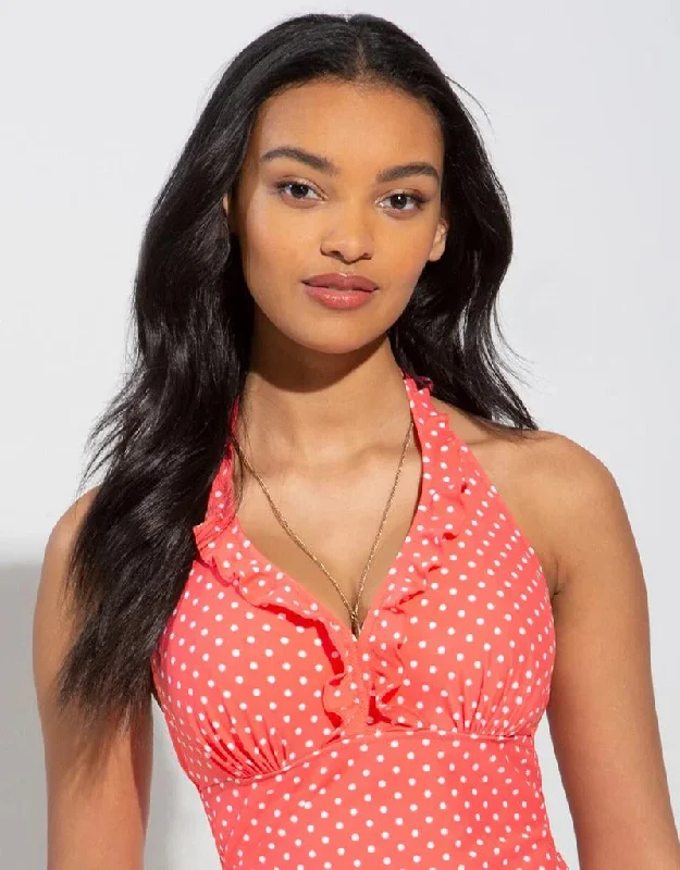 Pour Moi Hot Spots Underwired Tankini Top Coral High-Cut One-Piece