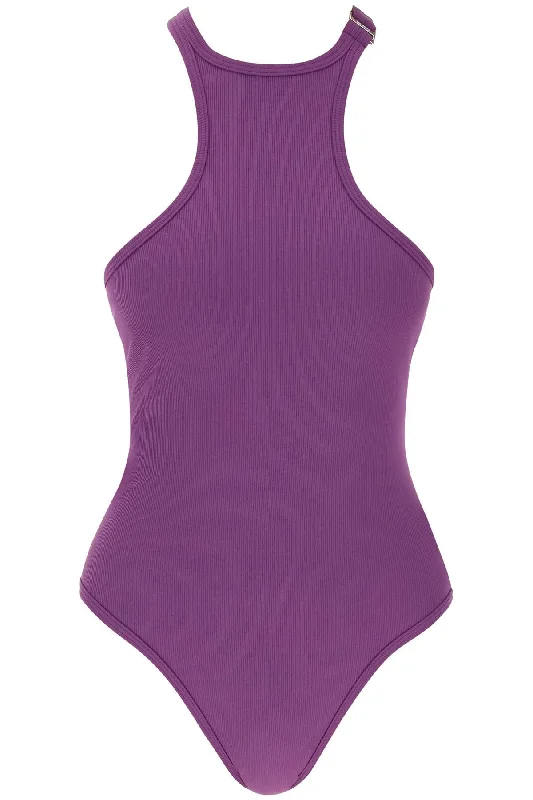 ribbed lycra one-piece swims 243WBB04PA16 PURPLE High-Cut One-Piece