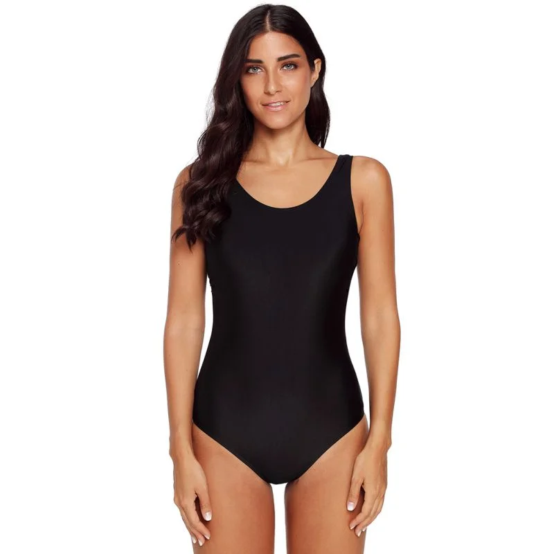 Unique Gradient Color Design Women U Neck One-Piece Padded Swimwear Shiny One-Piece Swimsuit