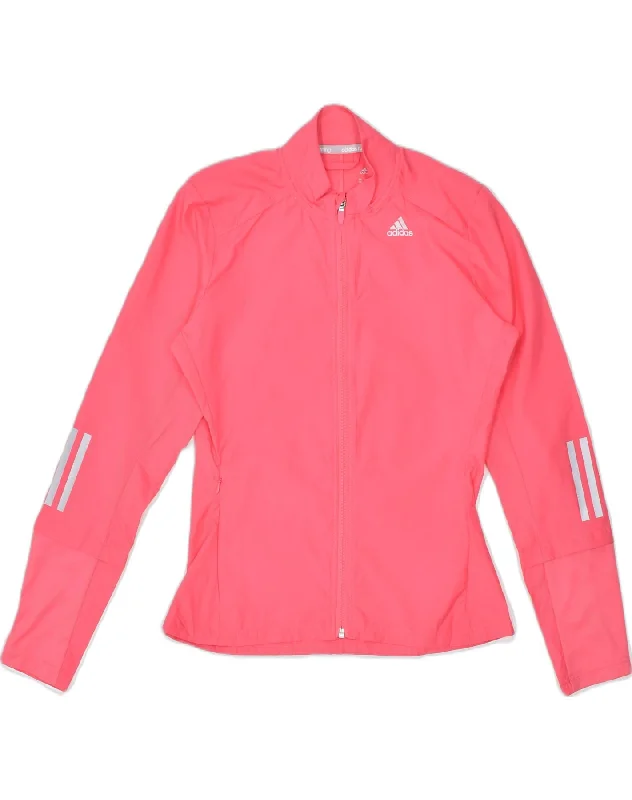 ADIDAS Womens Climalite Oversized Tracksuit Top Jacket UK 4/6 XS Pink Welt Pockets Slit Pockets Flap Pockets