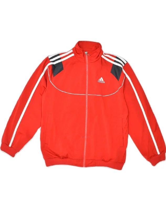 ADIDAS Womens Tracksuit Top Jacket UK 30/32 XS Red Polyester Front Pockets Side Pockets Patch Pockets