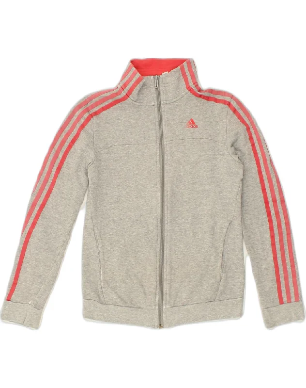 ADIDAS Womens Tracksuit Top Jacket UK 4/6 XS Grey Cotton Fitted Jacket Loose Jacket Oversized Jacket