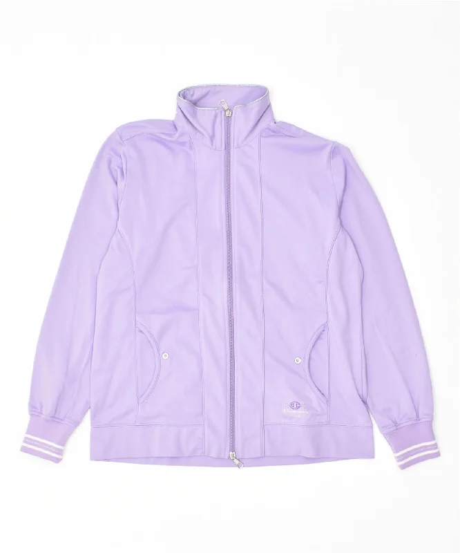 CHAMPION Womens Easy Fit Tracksuit Top Jacket UK 14 Medium Purple Tiered Jacket Buttoned Jacket Zippered Jacket