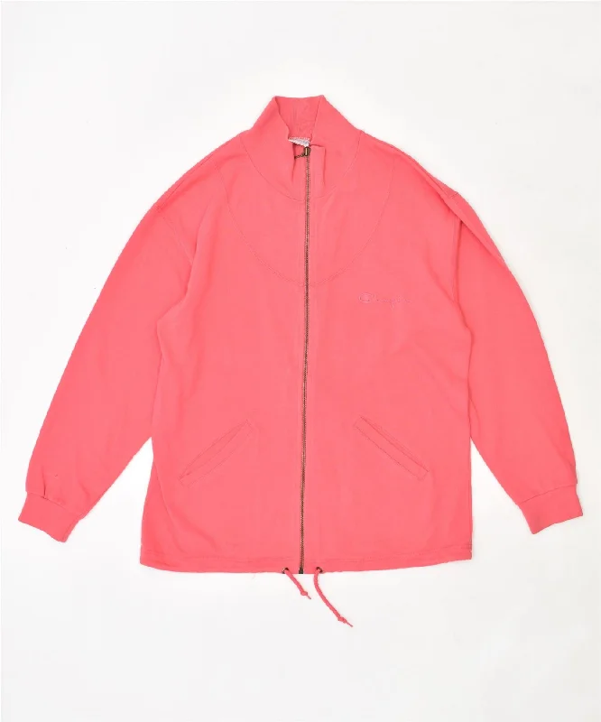 CHAMPION Womens Tracksuit Top Jacket UK 10 Small Pink Cotton Zip Front Button Front Snap Front