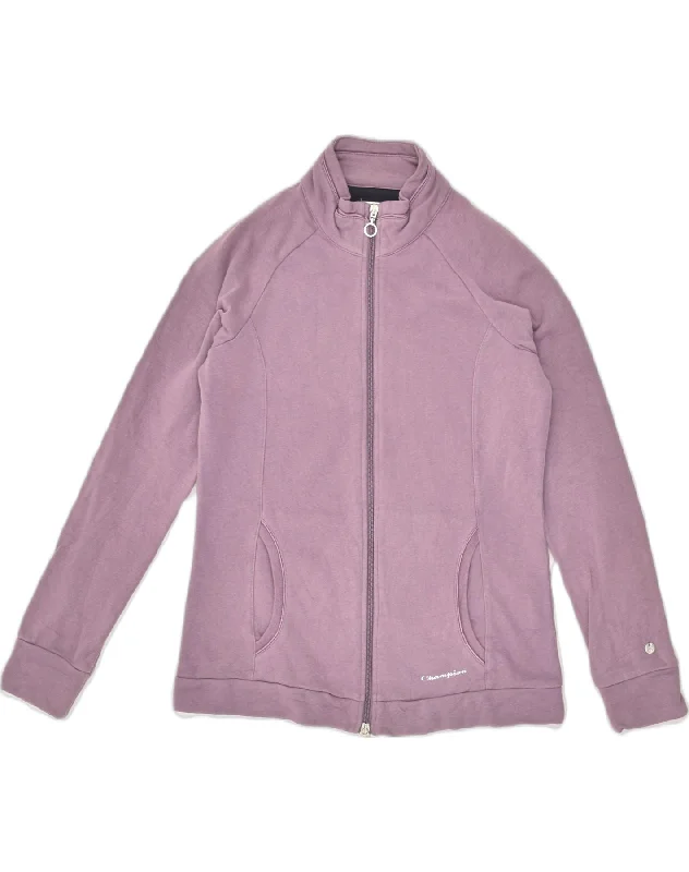 CHAMPION Womens Tracksuit Top Jacket UK 10 Small Purple Cotton Notch Collar Jacket Peter Pan Collar Jacket Cowl Neck Jacket