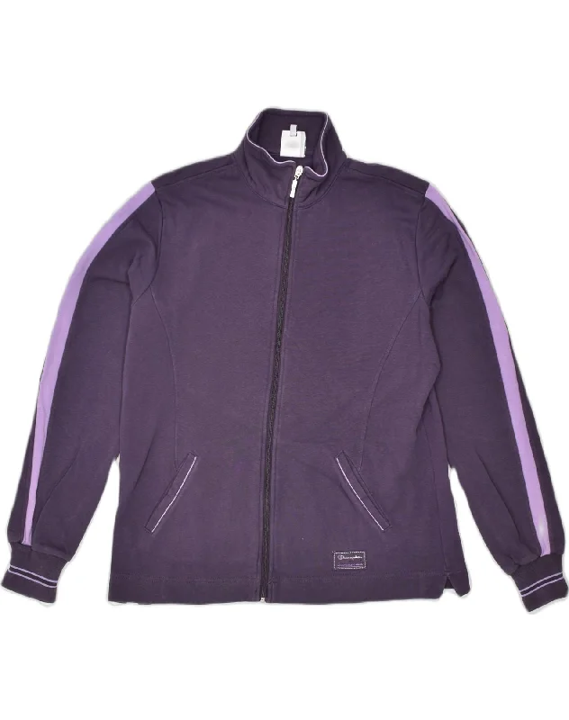 CHAMPION Womens Tracksuit Top Jacket UK 18 XL Purple Cotton Herringbone Jacket Checkered Jacket Solid Jacket