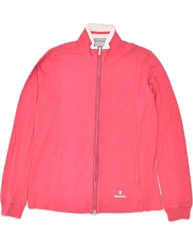 CHAMPION Womens Tracksuit Top Jacket XL Pink Cotton Sports Cotton Jacket Linen Jacket Terry Jacket