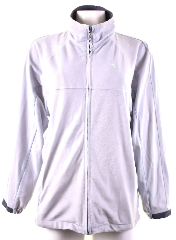 DIADORA Womens Tracksuit Top Jacket UK 12 Medium Grey Polyester Fleece Jacket Down Jacket Feather Jacket