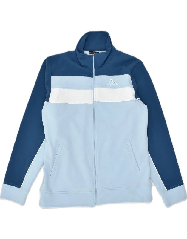 KAPPA Womens Tracksuit Top Jacket UK 14 Large Blue Colourblock Polyester Jacket Blazer Coat