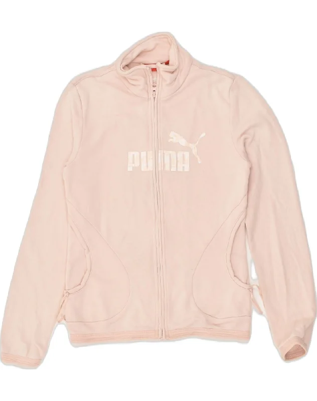 PUMA Womens Graphic Tracksuit Top Jacket UK 6 XS Pink Cotton Notch Collar Jacket Peter Pan Collar Jacket Cowl Neck Jacket