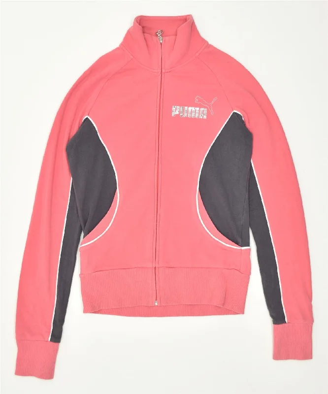 PUMA Womens Tracksuit Top Jacket UK 10 Small Pink Colourblock Quilted Jacket Puffer Jacket Insulated Jacket