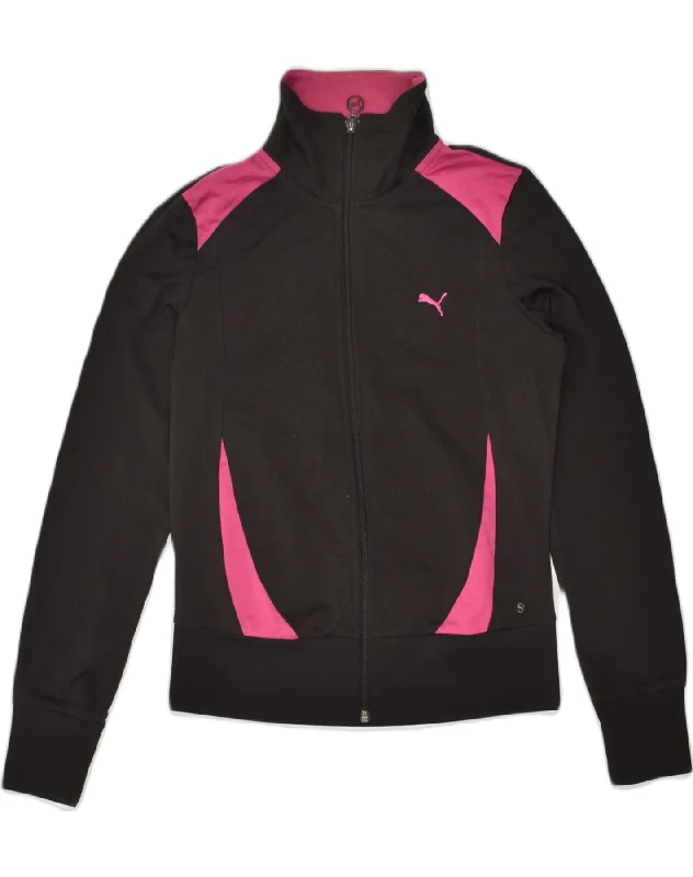 PUMA Womens Tracksuit Top Jacket UK 12 Medium Black Polyester V-Neck Jacket Boat Neck Jacket Square Neck Jacket