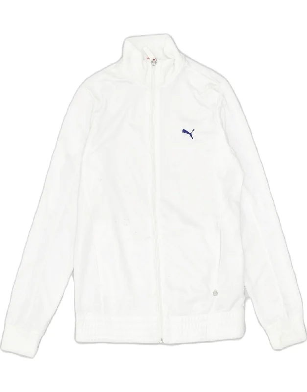 PUMA Womens Tracksuit Top Jacket UK 12 Medium White Polyester Fleece Jacket Down Jacket Parka