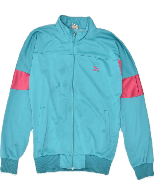 PUMA Womens Tracksuit Top Jacket UK 14 Medium Turquoise Polyester Denim Jacket Leather Jacket Suede Jacket