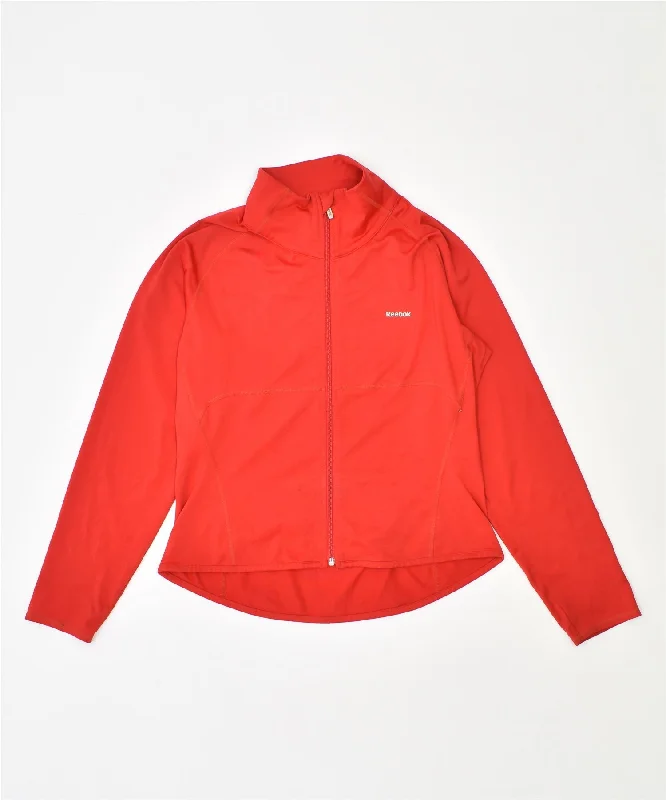 REEBOK Womens Tracksuit Top Jacket UK 12 Medium Red Polyester Satin Jacket Silk Jacket Chiffon Jacket