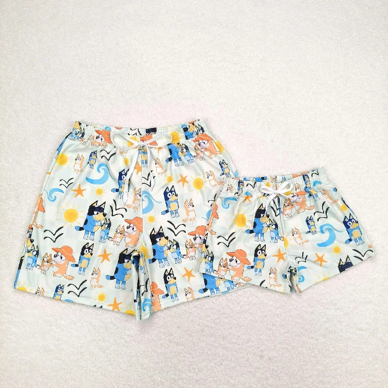 S0362  bluey sun light yellow swimming trunks Sibling Sister Clothes swim Elegant Swim Dress