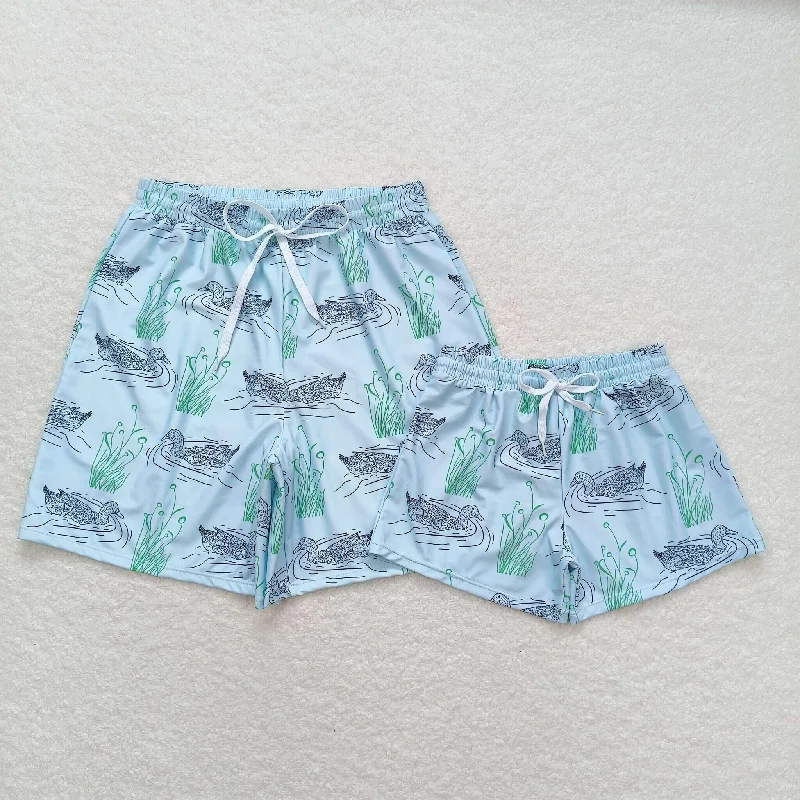 swimming trunks Sibling Sister Clothes swim  S0359 Adult male duck aqua swimming trunks Sporty Swim Shorts