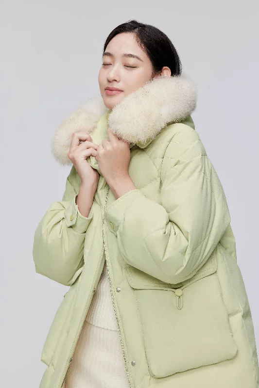 Classic Oversized Down Jacket with Fur 5268 Satin Jacket Silk Jacket Chiffon Jacket