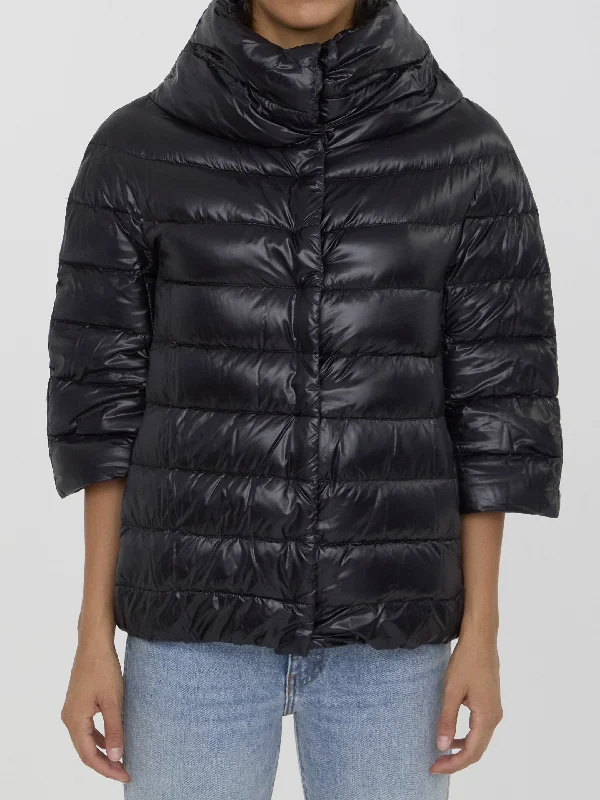 Down Jacket In Nylon Herringbone Jacket Checkered Jacket Solid Jacket