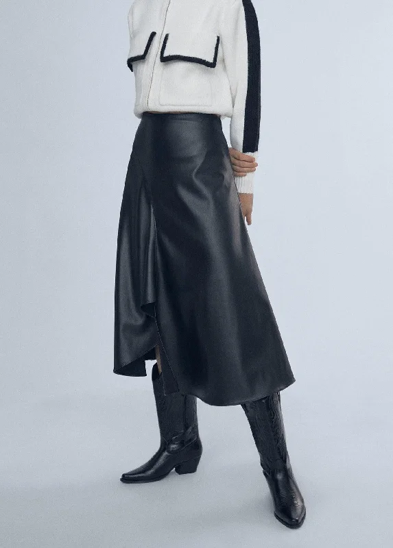 Faux leather skirt linen skirt natural