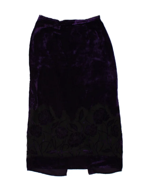 AVALON Womens Velvet Maxi Skirt UK 16 Large W32  Purple Floral Rayon linen skirt light