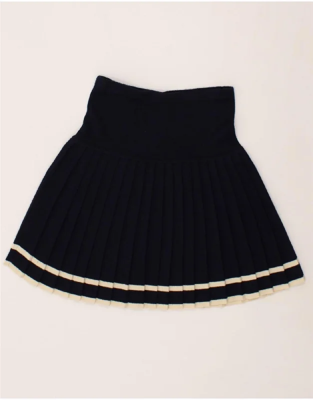 BENETTON Womens Knife Pleated Skirt XL W36  Navy Blue Wool wool skirt breathable