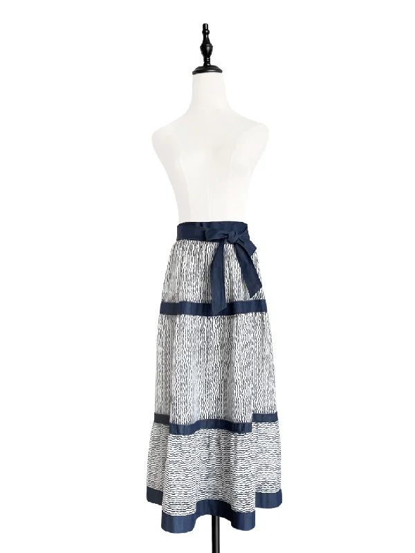 Surprise Sale! Blue Wavey Denim Tiered Midi Skirt cashmere skirt soft