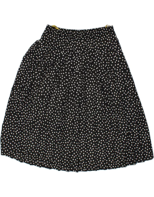 CANDA Womens Knife Pleated Skirt EU 42 Large W34  Black Spotted Polyester cashmere skirt fine