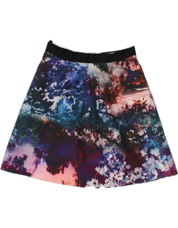 COAST Womens Abstract Pattern A-Line Skirt UK 10 Small W26  Multicoloured linen skirt relaxed