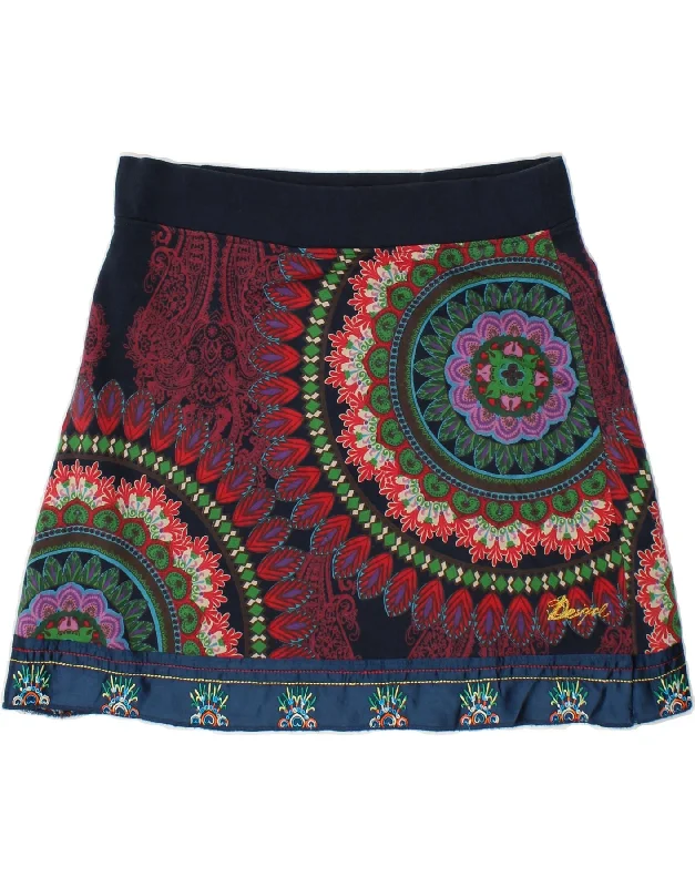 DESIGUAL Womens Mini Skirt Medium W30  Multicoloured Paisley denim skirt classic