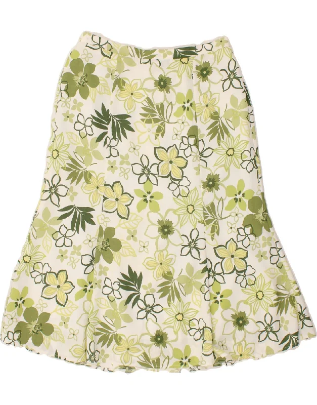 EASTEX Womens A-Line Skirt UK 16 Large W33 Green Floral Polyester chiffon skirt airy