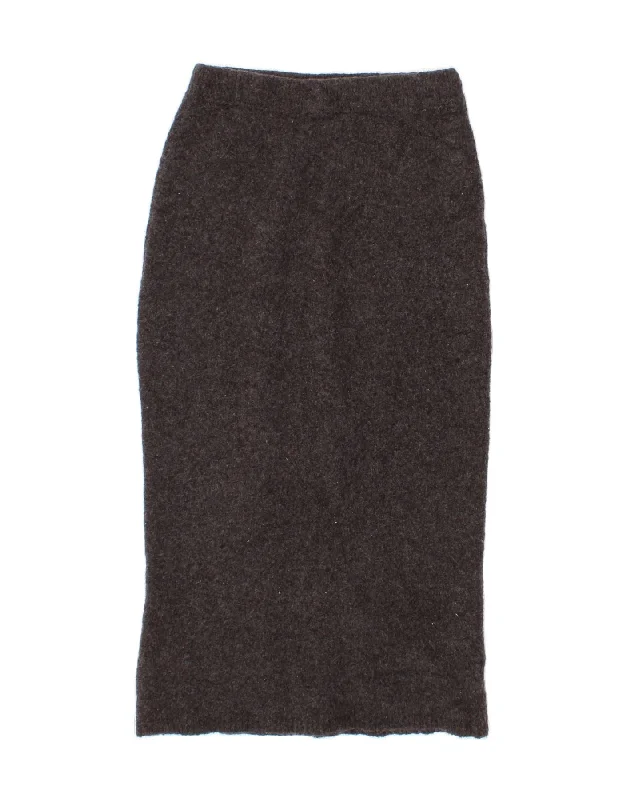 EDDIE BAUER Womens Maxi Skirt UK 10 Small W26 Grey Wool mini skirt trendy