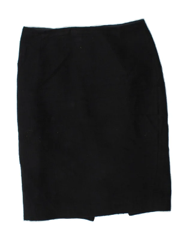 HOBBS Womens Pencil Skirt UK 10 Small W32 Navy Blue wool skirt sturdy