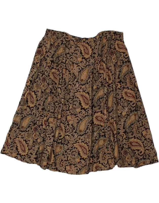 JOSEPH JANARD Womens A-Line Skirt W42 3XL Brown Paisley Viscose pleated skirt texture