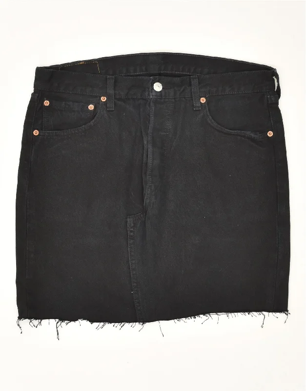 LEVI'S Womens 501 Denim Skirt W34 Large Black Cotton vintage skirt charm