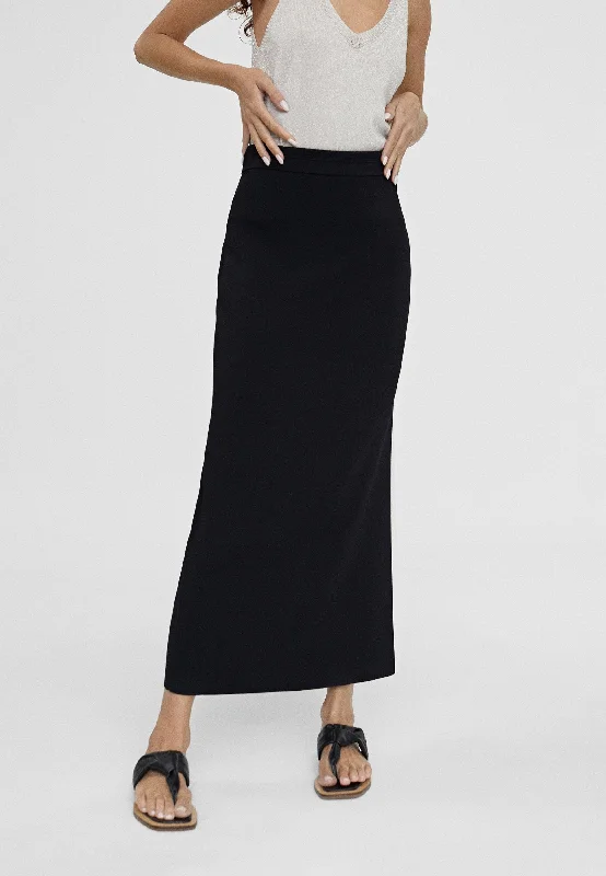 Knit midi skirt ribbed skirt waist